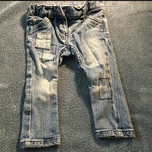 Hanna Andersson Jeans Patchwork Line Design Adjustable Waist Size 18-24 mo VGUC